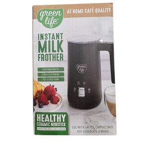 GreenLife Instant Ceramic Cordless Electric Milk Frother Black NIB